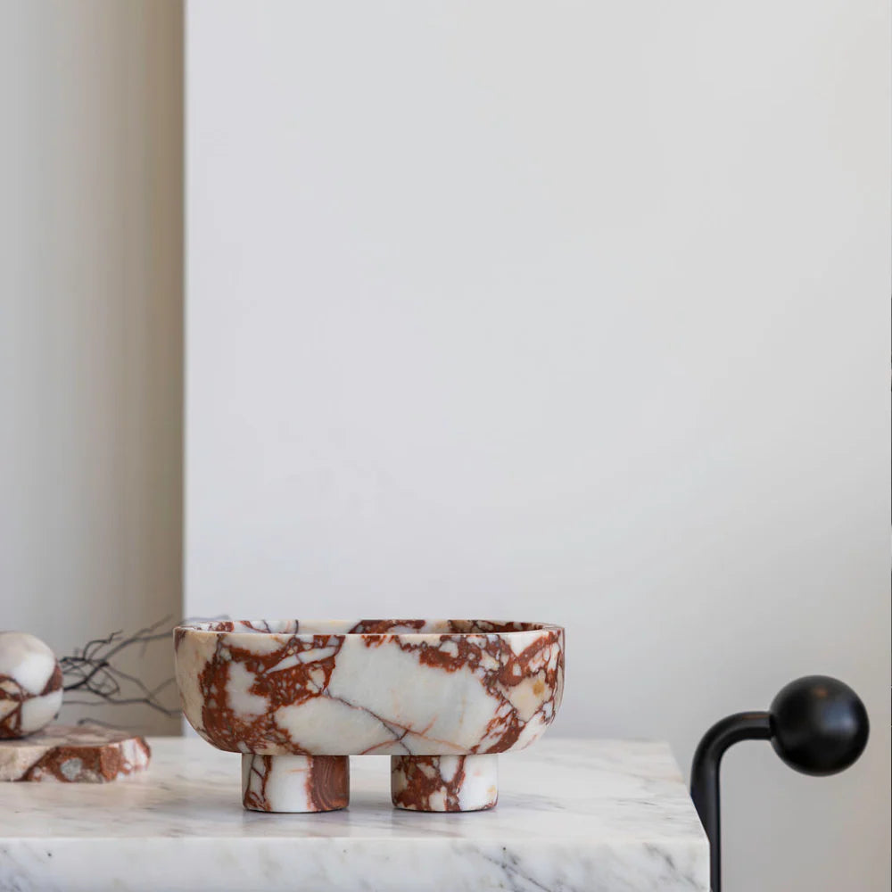 Cotheory The Muse Footed Oval Tray | Brown Calacatta