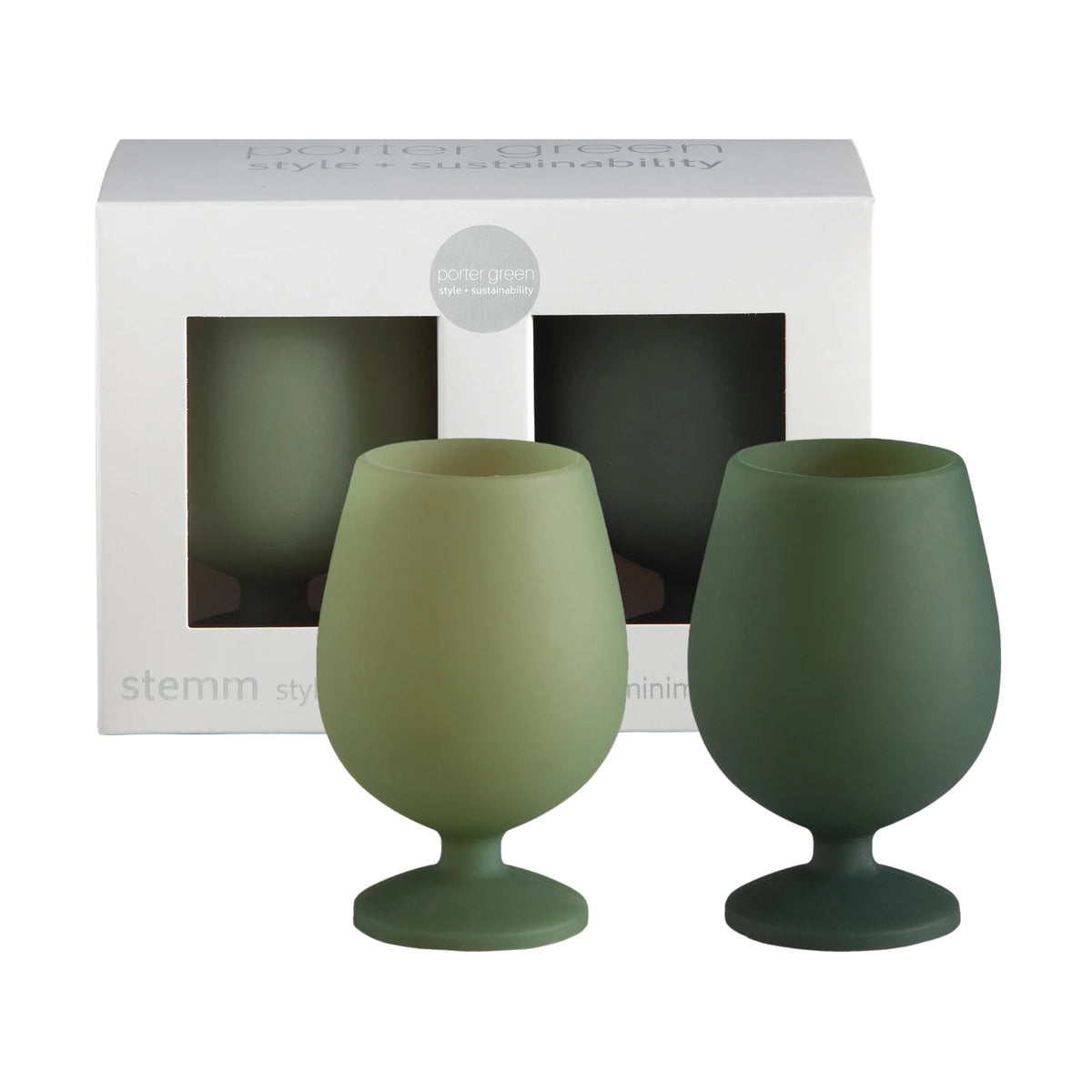 STEMM Silicone Glasses | Sage+Olive by PORTER GREEN (stemm-unbreakable-wine-glasses-sage-olive)
