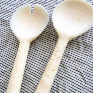 Flow Resin Salad Servers | Marshmallow