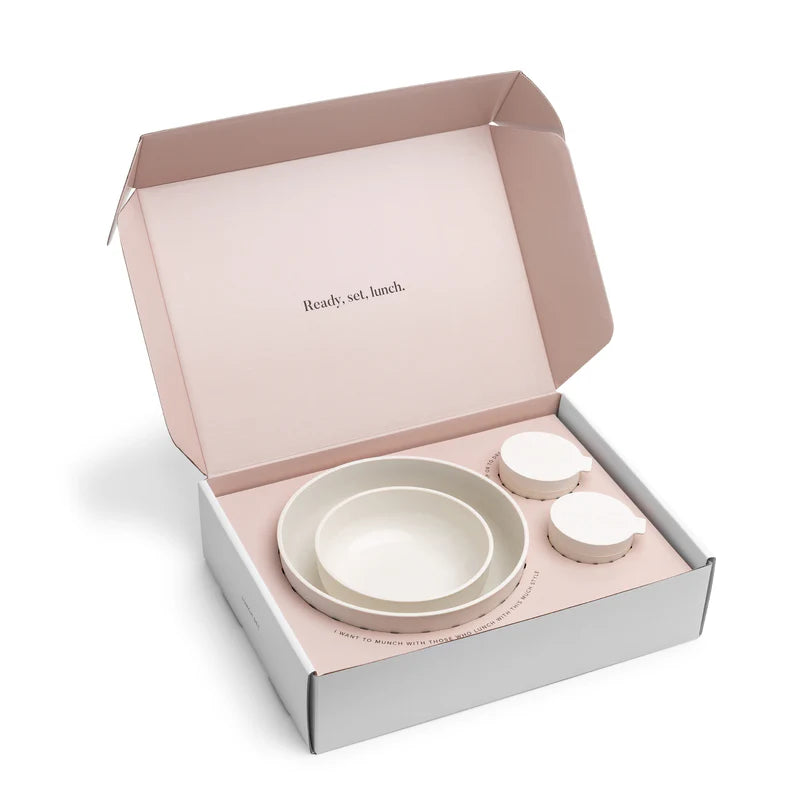 Set of white ceramic bowls with a 'STYLE WARE' box on a white background