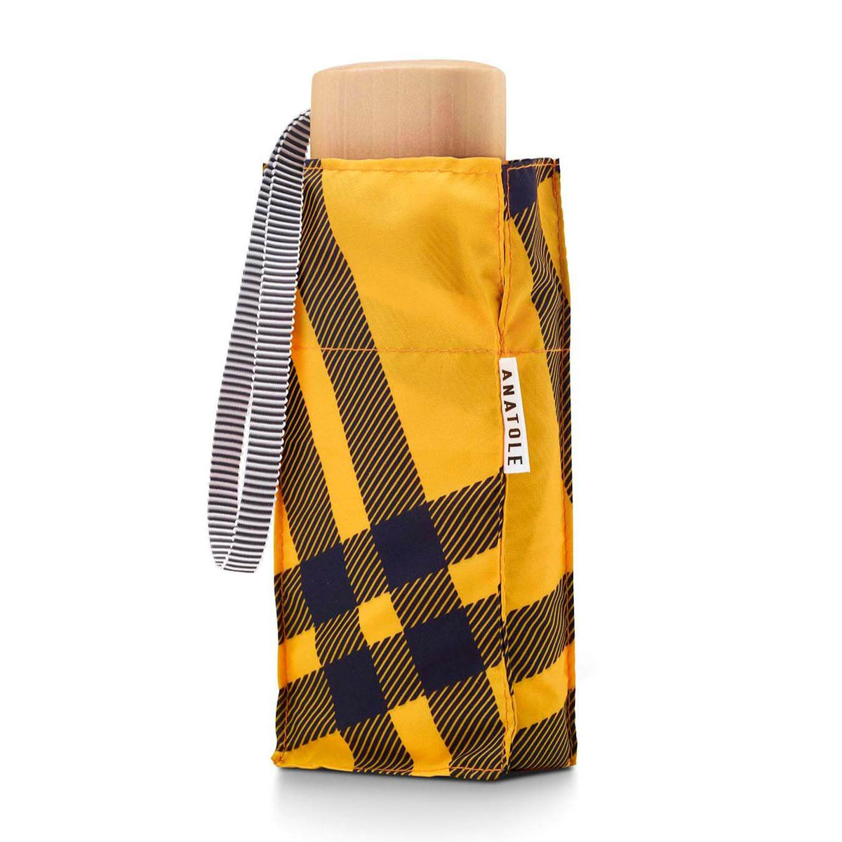 Micro Umbrella | Yellow Tweed by ANATOLE (anatole-micro-umbrella-tartan-finsbury-yellow-black)