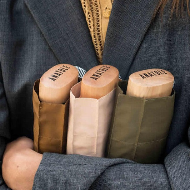 Micro Umbrella | Augustine/Caramel by ANATOLE (anatole-caramel-brown-folding-micro-umbrella-augustine)