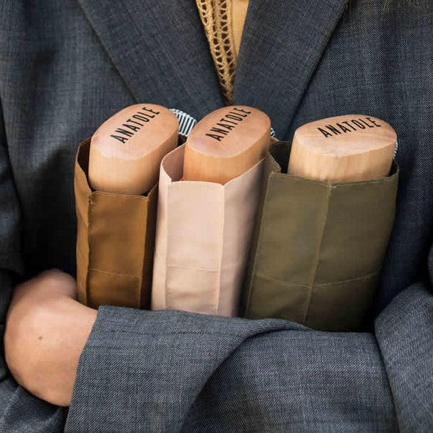 Micro Umbrella | Almond/Camille by ANATOLE (anatole-cream-beige-folding-micro-umbrella-camille)