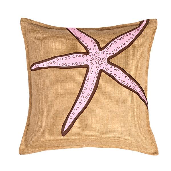 Eco-Accents Burlap Pink Starfish Cushion