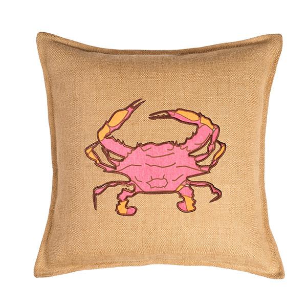 Eco-Accents Burlap Aqua Crab Cushion