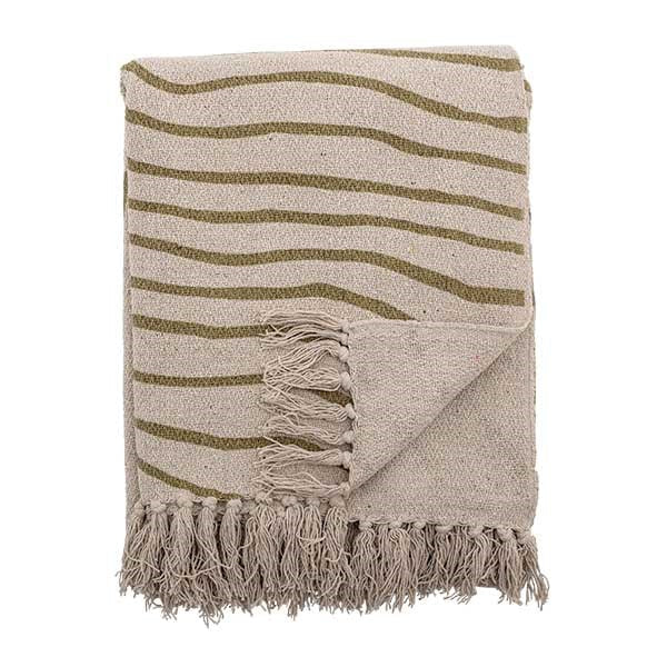 Hyab Recycled Throw, Natural/Olive by BLOOMINGVILLE (bloomingville-hyab-green-recycled-throw)