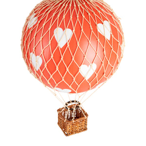 Medium Ornamental Model Hot Air Balloon, Red Hearts