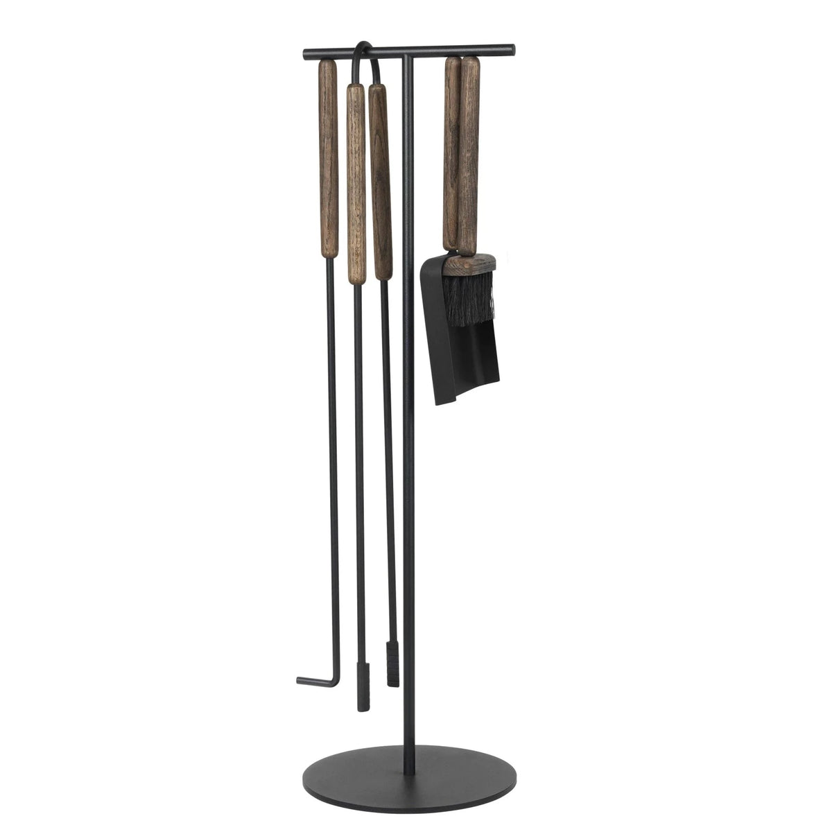 ASHI Fireplace Tool Set (Standing) 5pcs - Oak by BLOMUS (blomus-ashi-fireplace-tool-set-5-standing-brown)