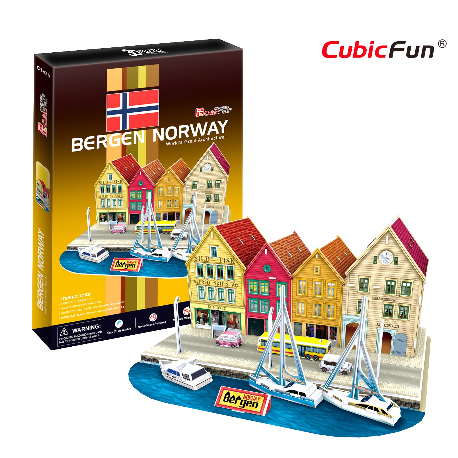 Bergen Wharf Norway, 44pc 3D Puzzle