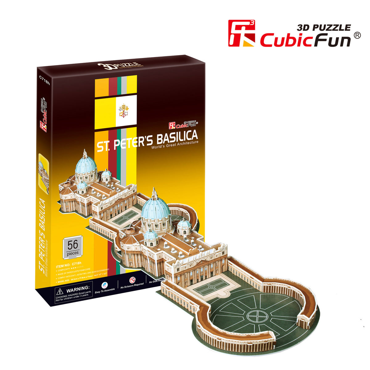 St. Peters Basilica, 56pc 3D Puzzle by CUBIC FUN (st-peters-basilica-3d-puzzle)