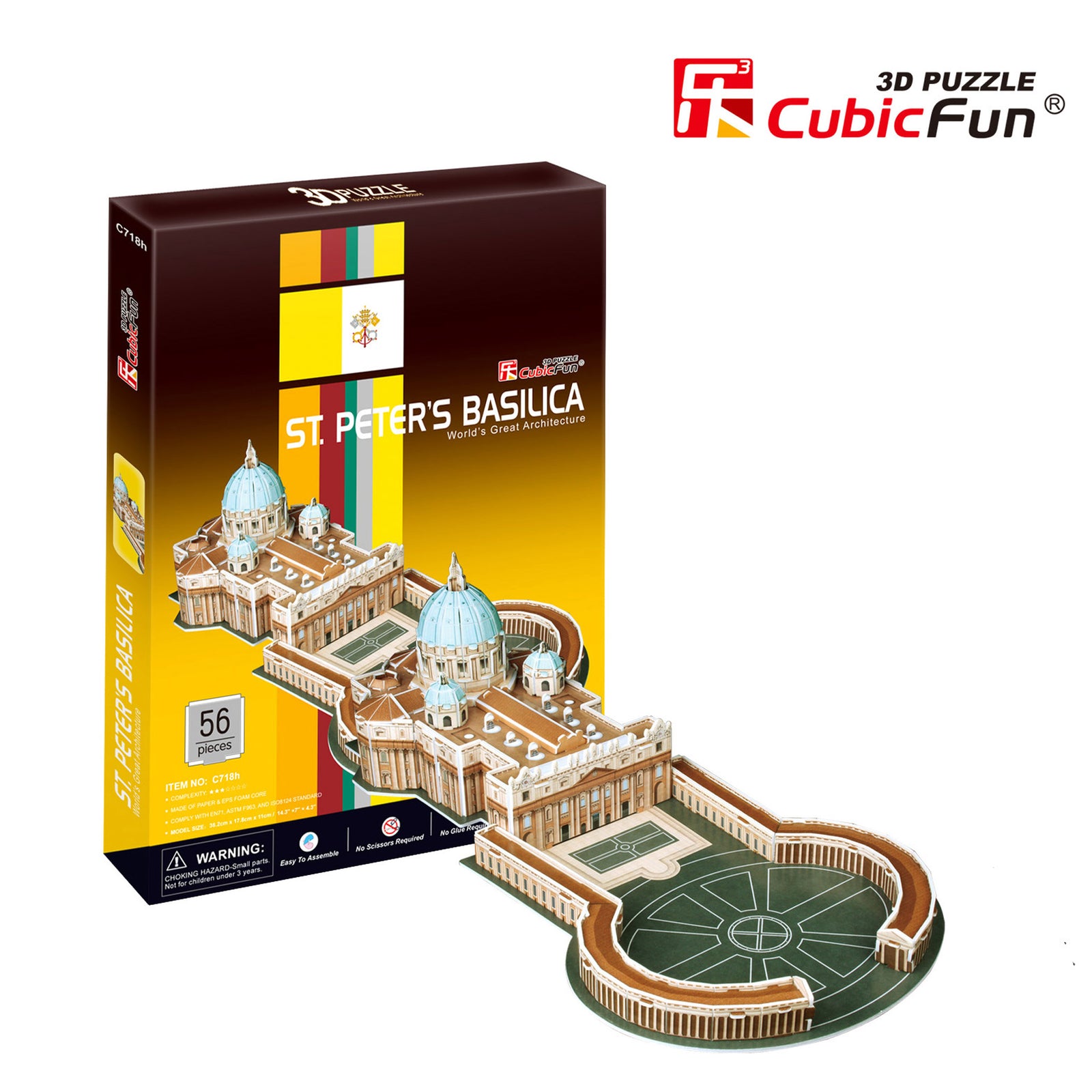 St. Peters Basilica, 56pc 3D Puzzle by CUBIC FUN (st-peters-basilica-3d-puzzle)