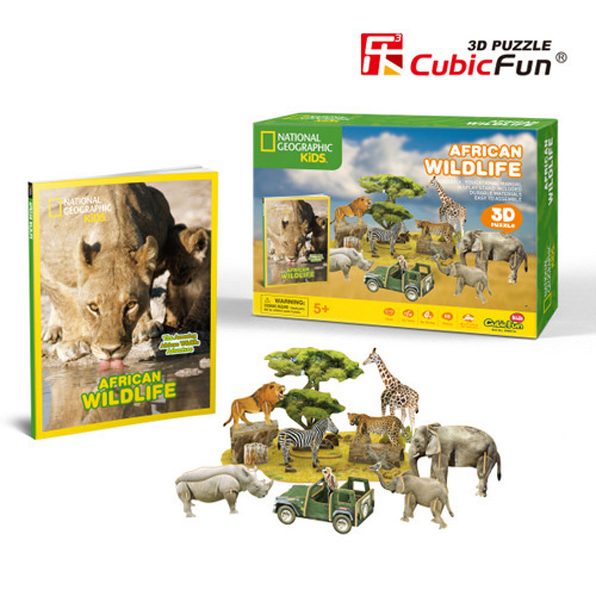 National Geographic - African Wildlife, 3D Puzzle by CUBIC FUN (national-geographic-african-wildlife-65pc-3d-puzzle)