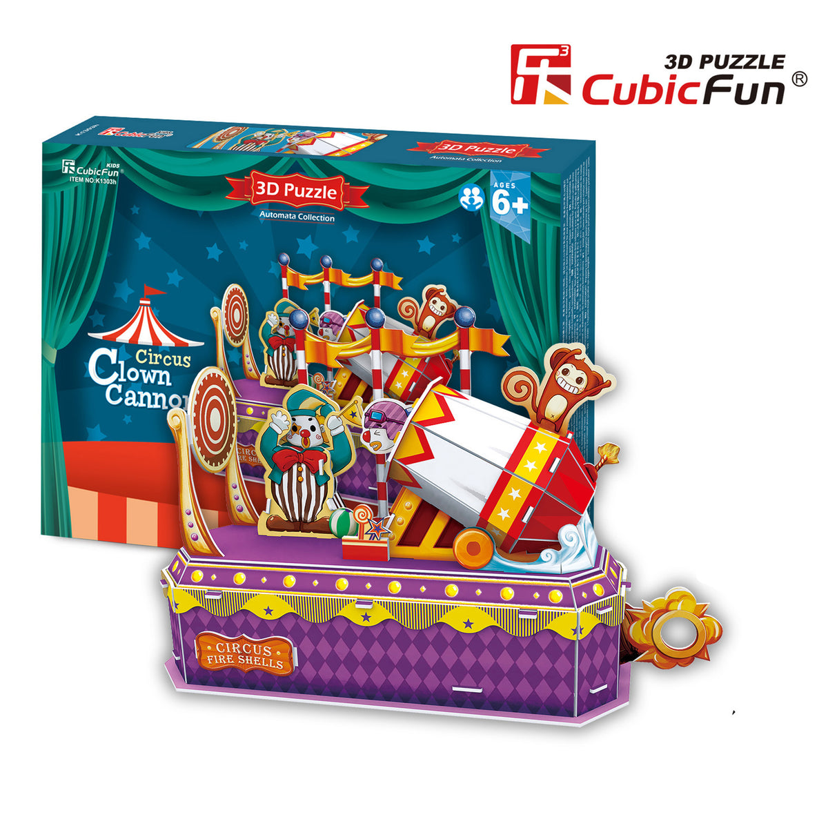 Circus - Clown Cannon, 3D Puzzle by CUBIC FUN (circus-clown-cannon-3d-puzzle)