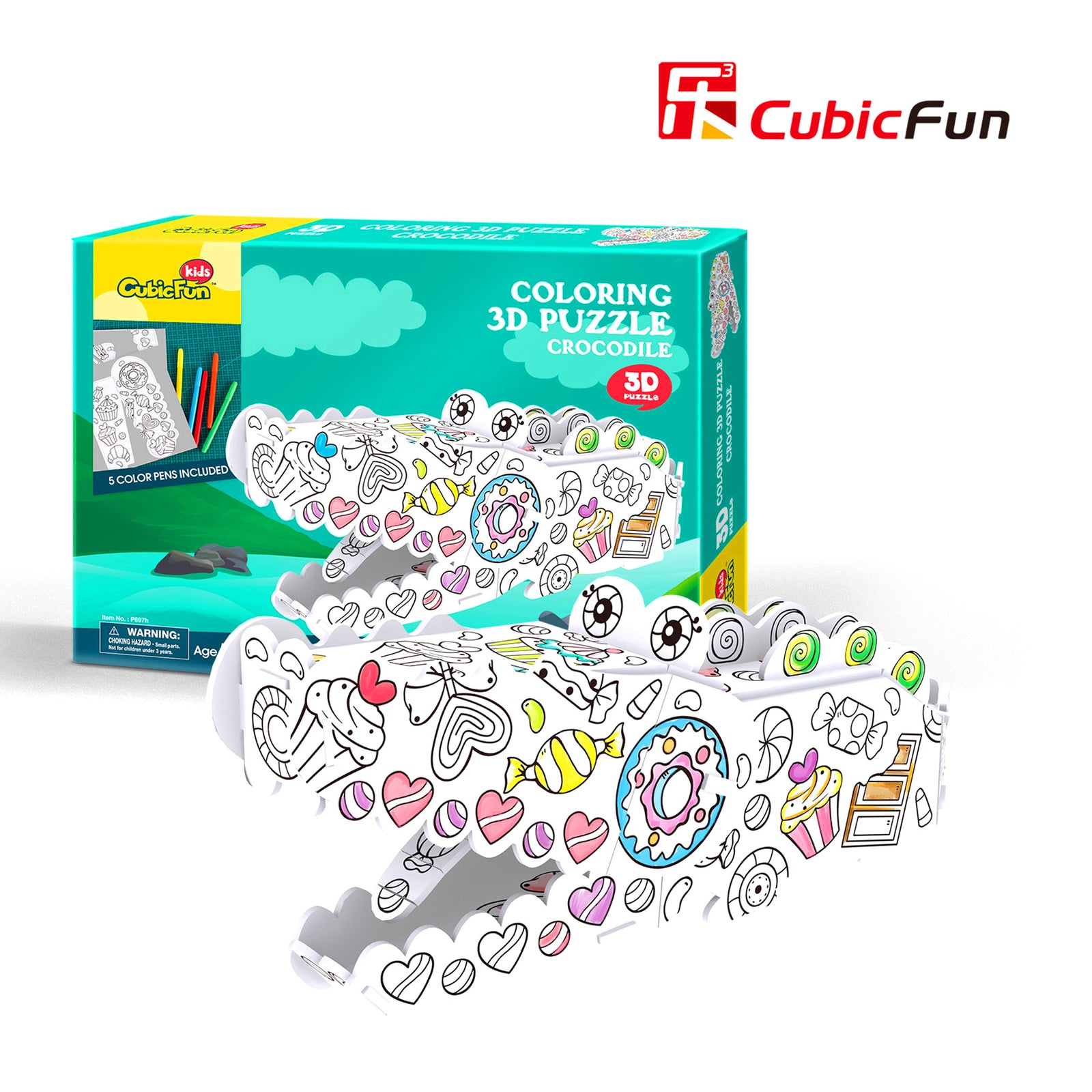 Colouring 3D Puzzle, Crocodile