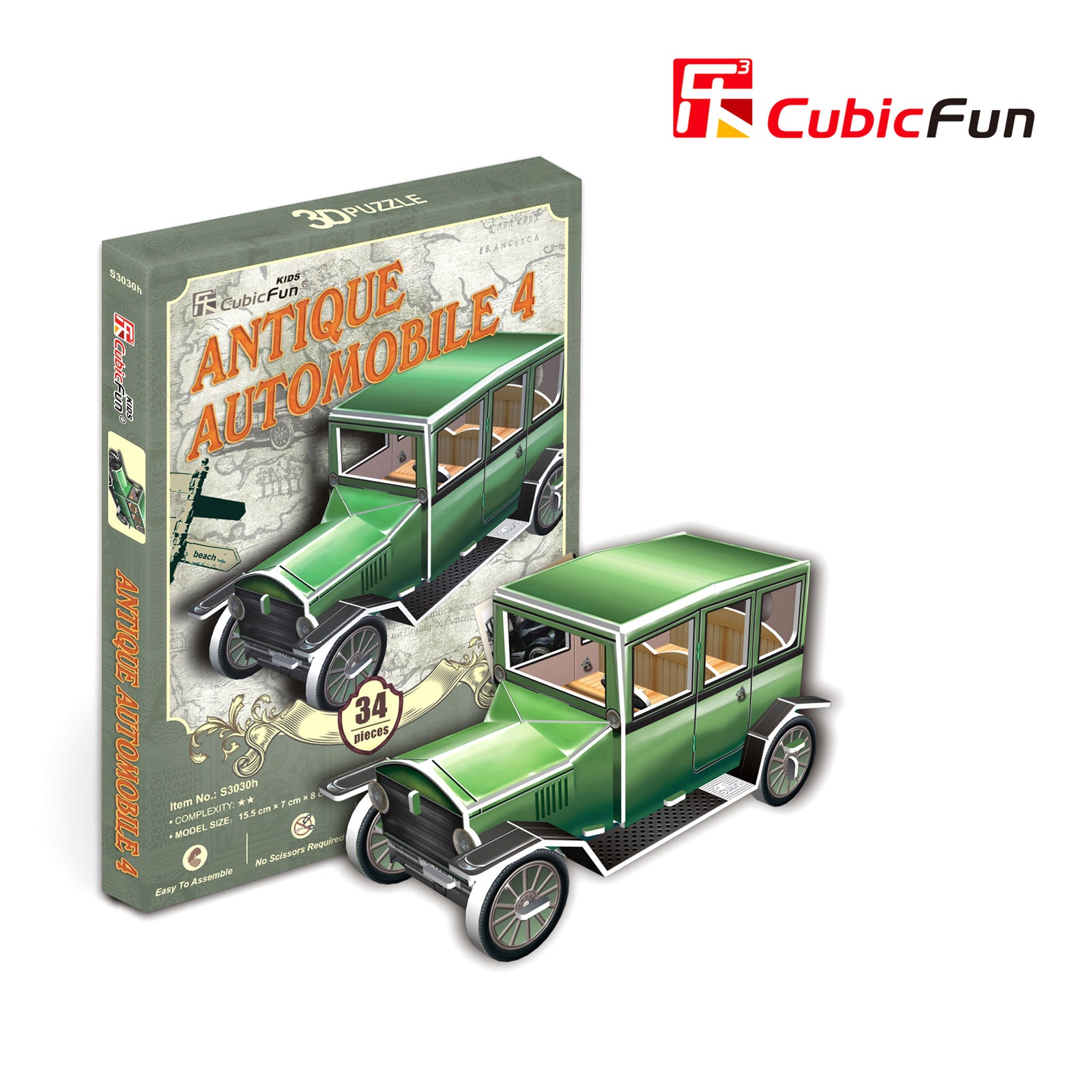 Antique Automobile 4, 32 pcs 3d Puzzle by CUBIC FUN (antique-automobile-4-32-pcs-3d-puzzle)