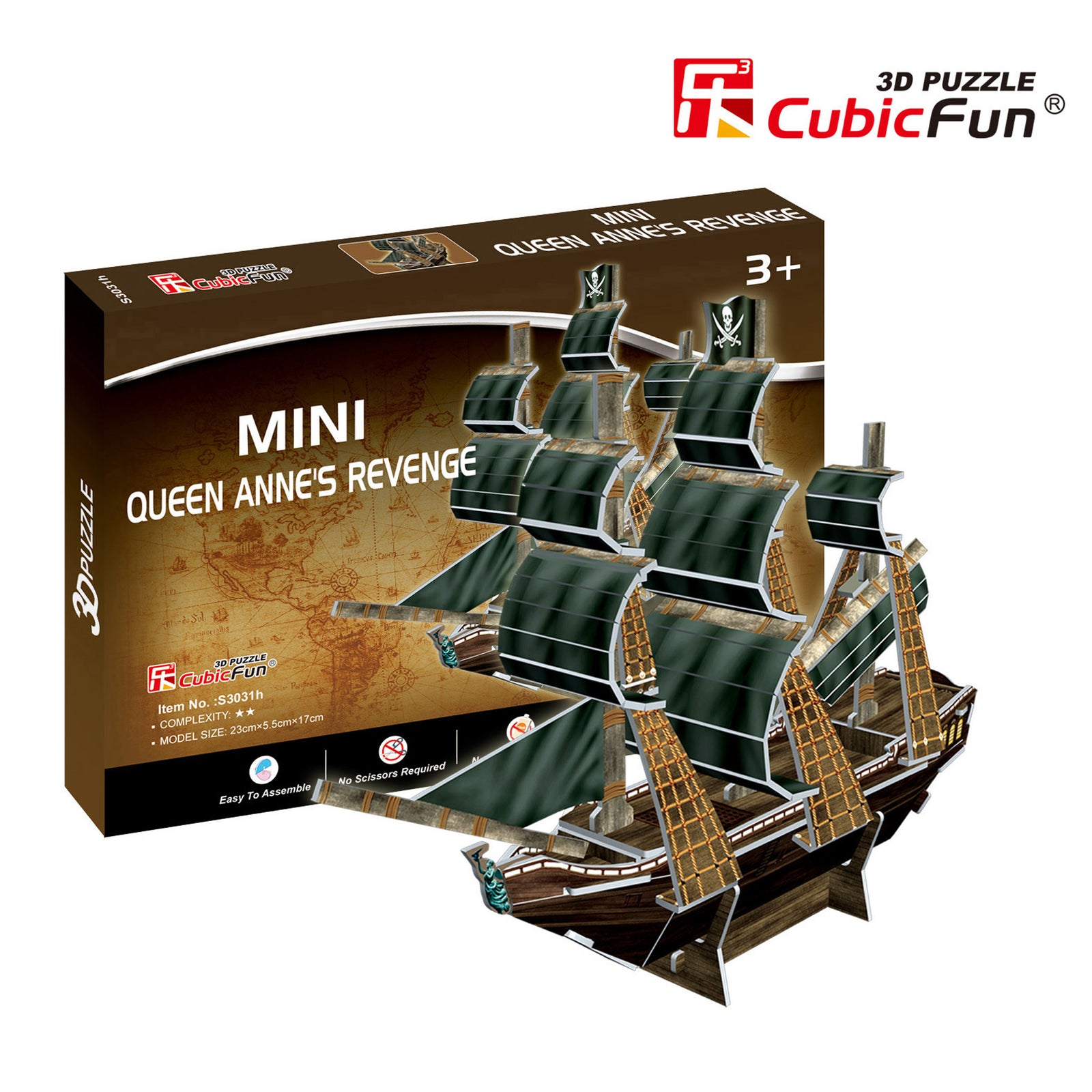 The Queen Annes Revenge (Mini), 24pc 3D Puzzle by CUBIC FUN (the-queen-annes-revenge-mini-24pc-3d-puzzle)