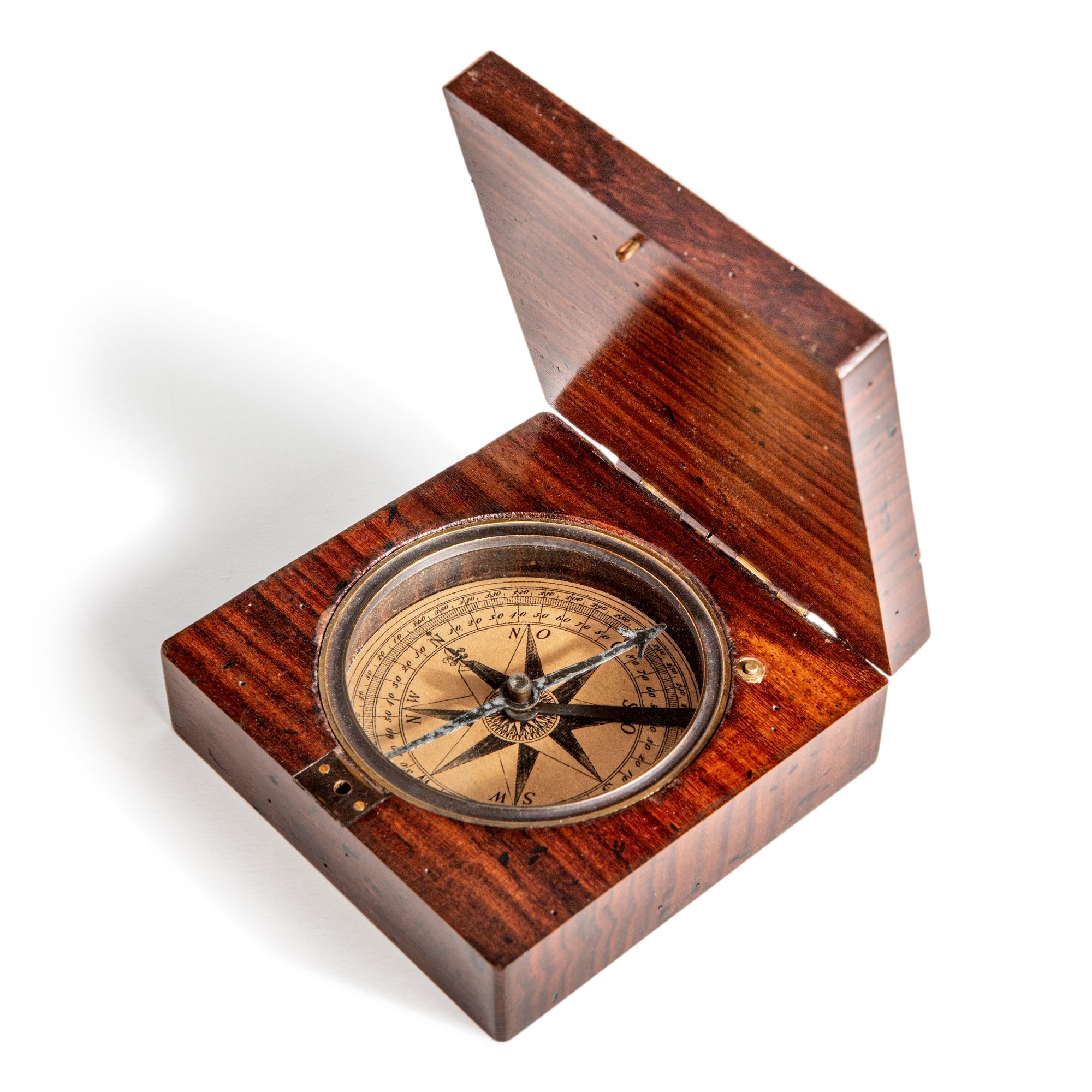Lewis & Clark Compass with distressed Wooden Case
