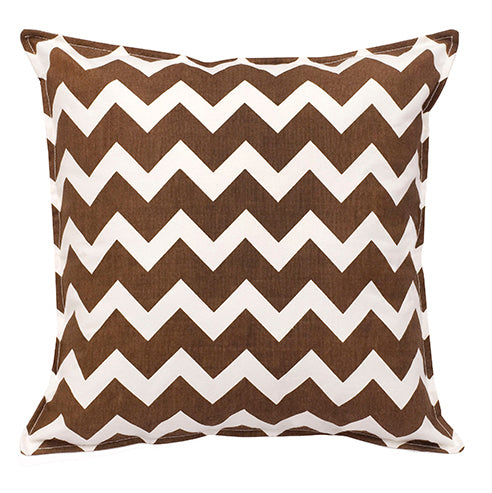 Bright Brown Chevron Cotton Canvas Cushion (Cover only)