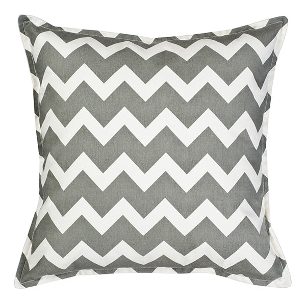 Bright Grey Chevron Cotton Canvas Cushion (Cover only) by AUTHENTIC MODELS (eco-accents-bright-brown-chevron-cotton-canvas-cushion-grey)