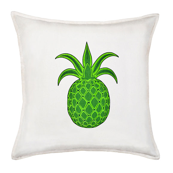 Eco-Accents Green Pineapple Print Cotton Canvas Cushion