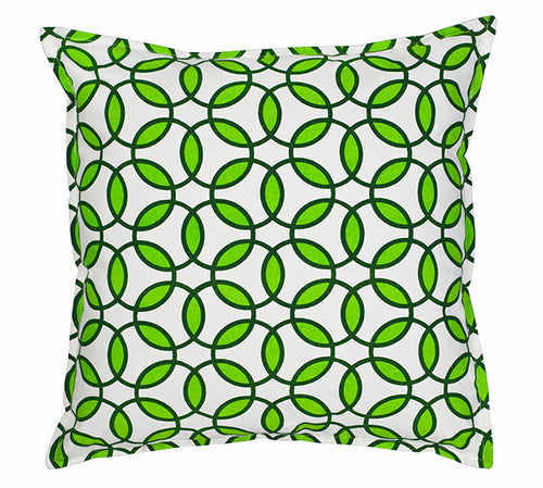 Bright Rings Print Green Cotton Canvas Cushion (Cover only)