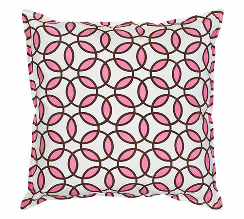 Rings Print Pink/Brown Cotton Canvas Cushion (Cover only) by AUTHENTIC MODELS (eco-accents-rings-print-pink-brown-cotton-canvas-cushion)