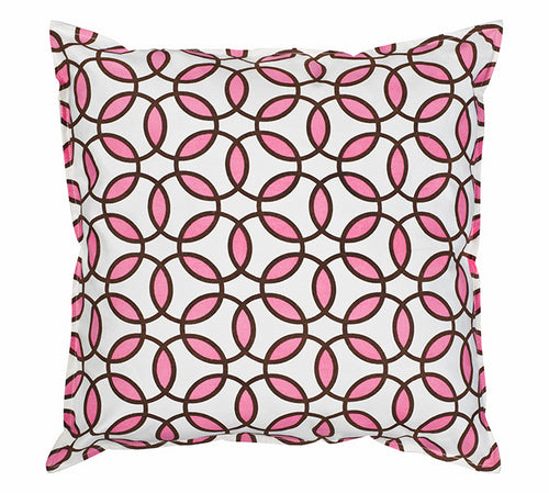 Rings Print Pink/Brown Cotton Canvas Cushion (Cover only)