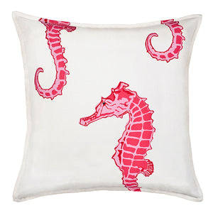 Eco-Accents Green Seahorse Print Cotton Canvas Cushion