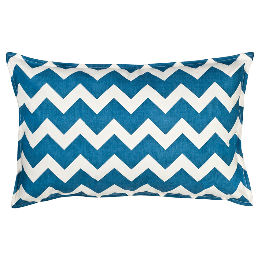 Blue Chevron Cotton Canvas Rectangular Cushion (Cover only) by AUTHENTIC MODELS (copy-of-eco-accents-blue-chevron-cotton-canvas-rectagular-cushion)