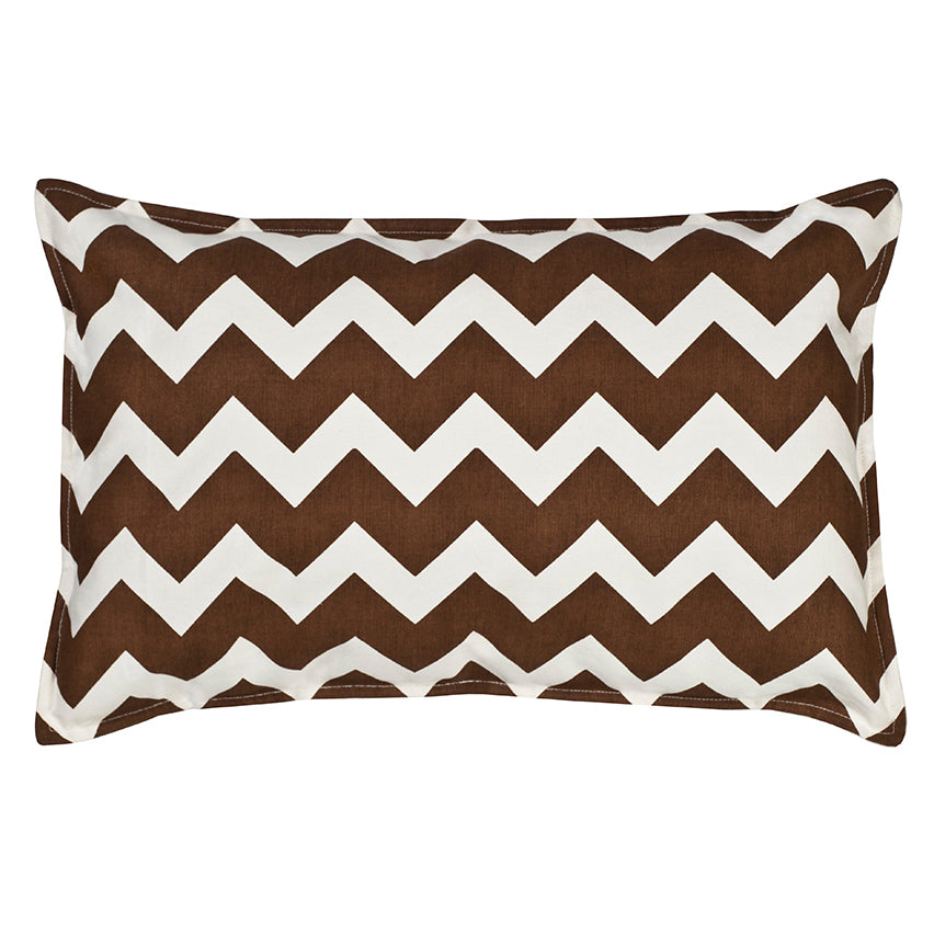 Brown Chevron Cotton Canvas Rectangular Cushion (Cover only) by AUTHENTIC MODELS (eco-accents-blue-chevron-cotton-canvas-rectagular-cushion-brown)