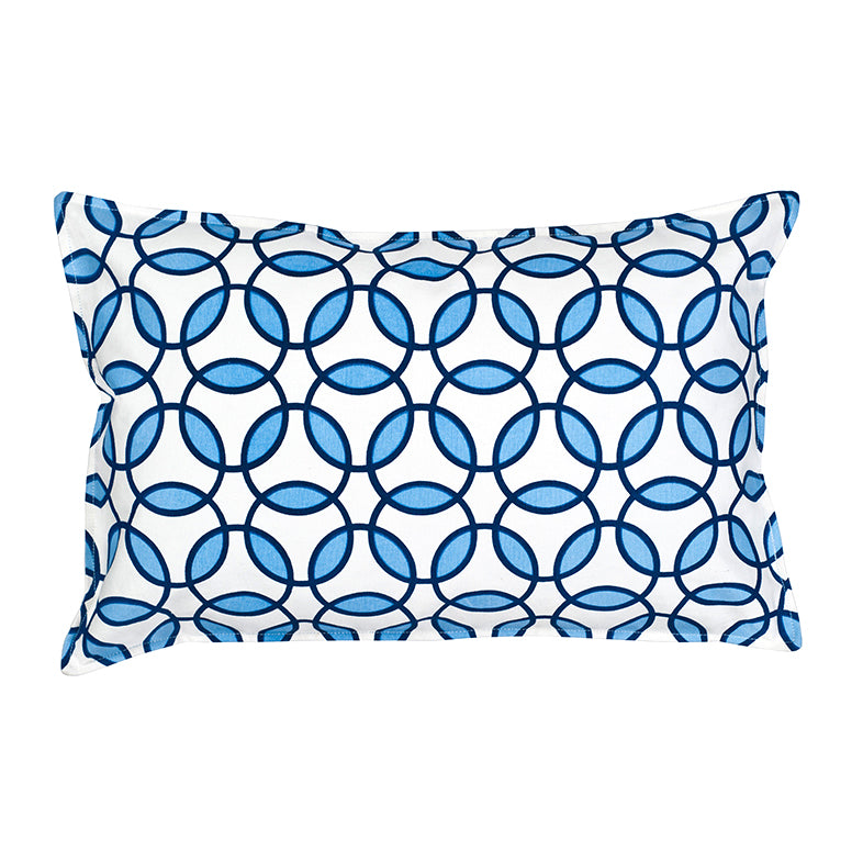 Blue Rings Print Cotton Rectangular Cushion (Cover only) by AUTHENTIC MODELS (copy-of-eco-accents-blue-rings-print-cotton-rectangular-cushion-turquoise)
