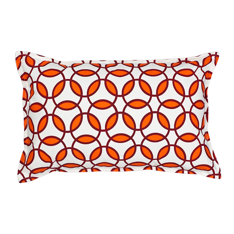 Orange Rings Print Cotton Rectangular Cushion (Cover only) by AUTHENTIC MODELS (stand-for-eye-of-time-nickel-100)