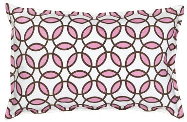 Pink Brown Rings Print Cotton Rectangular Cushion (Cover only) by AUTHENTIC MODELS (eco-accents-pink-brown-rings-print-cotton-rectangular-cushion)