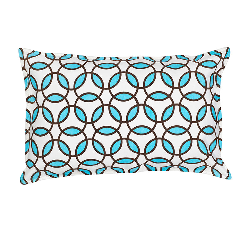 Turquoise Rings Print Cotton Rectangular Cushion (Cover only)