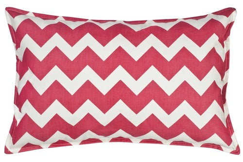 Pink Chevron Cotton Canvas Rectangular Cushion (Cover only)