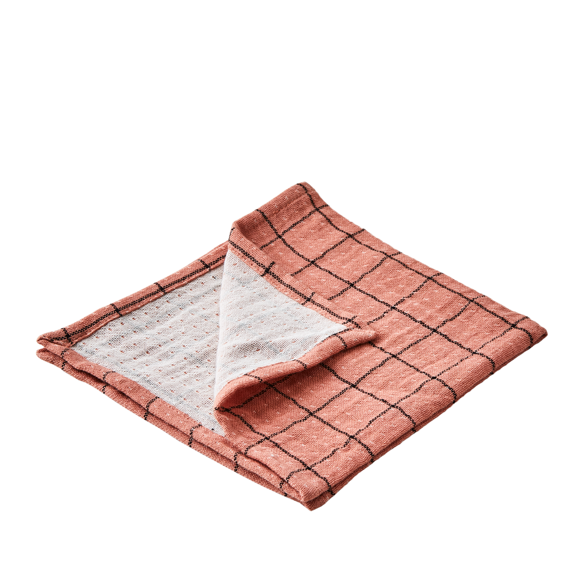 Elsa Cotton Napkin - Coral/Black by AFFARI OF SWEDEN (affari-of-sweden-elsa-napkin-coral-black)