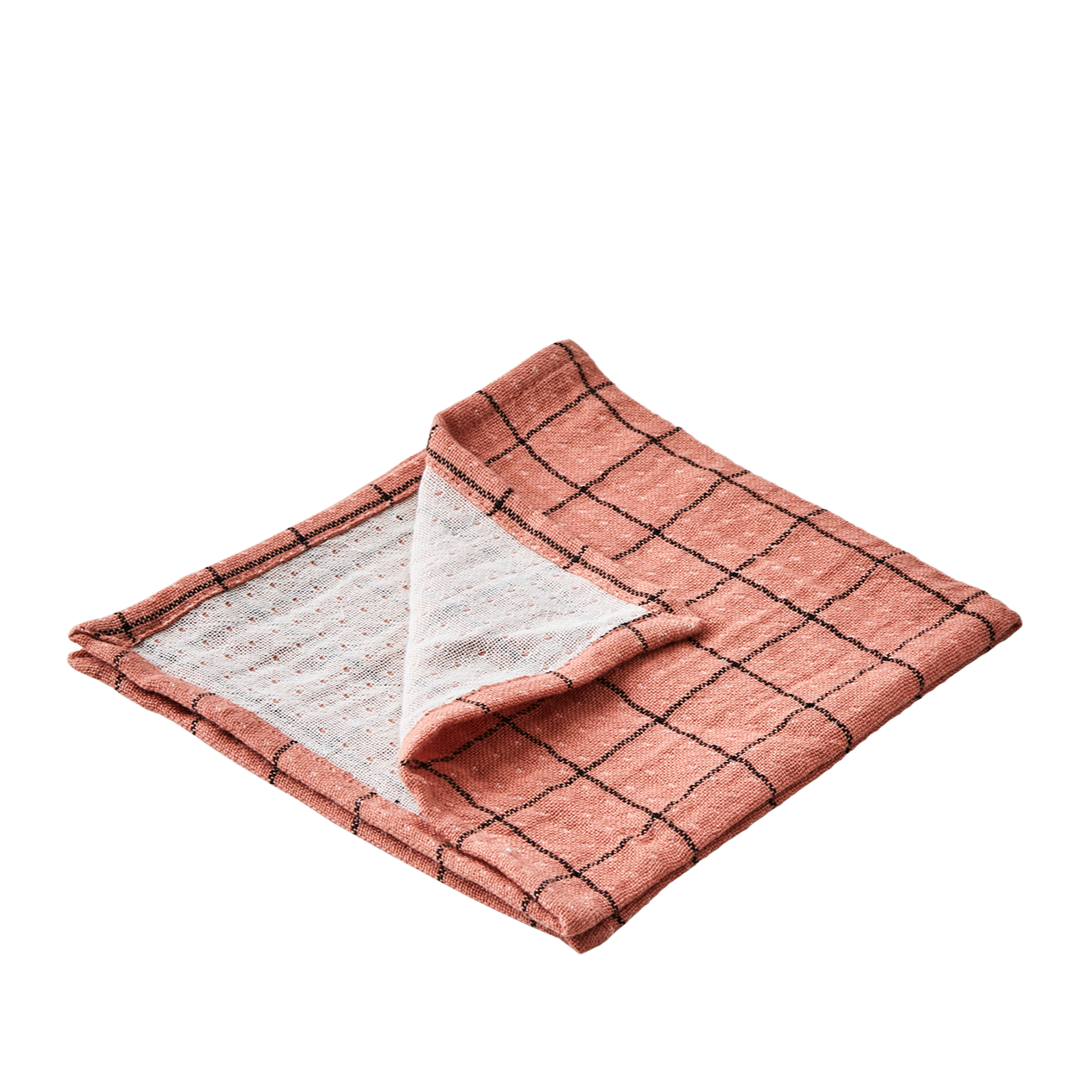 Elsa Cotton Napkin - Coral/Black by AFFARI OF SWEDEN (affari-of-sweden-elsa-napkin-coral-black)