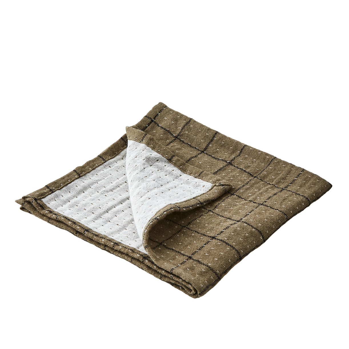 Elsa Cotton Napkin - Olive/Black by AFFARI OF SWEDEN (affari-of-sweden-elsa-napkin-olive-green-black)