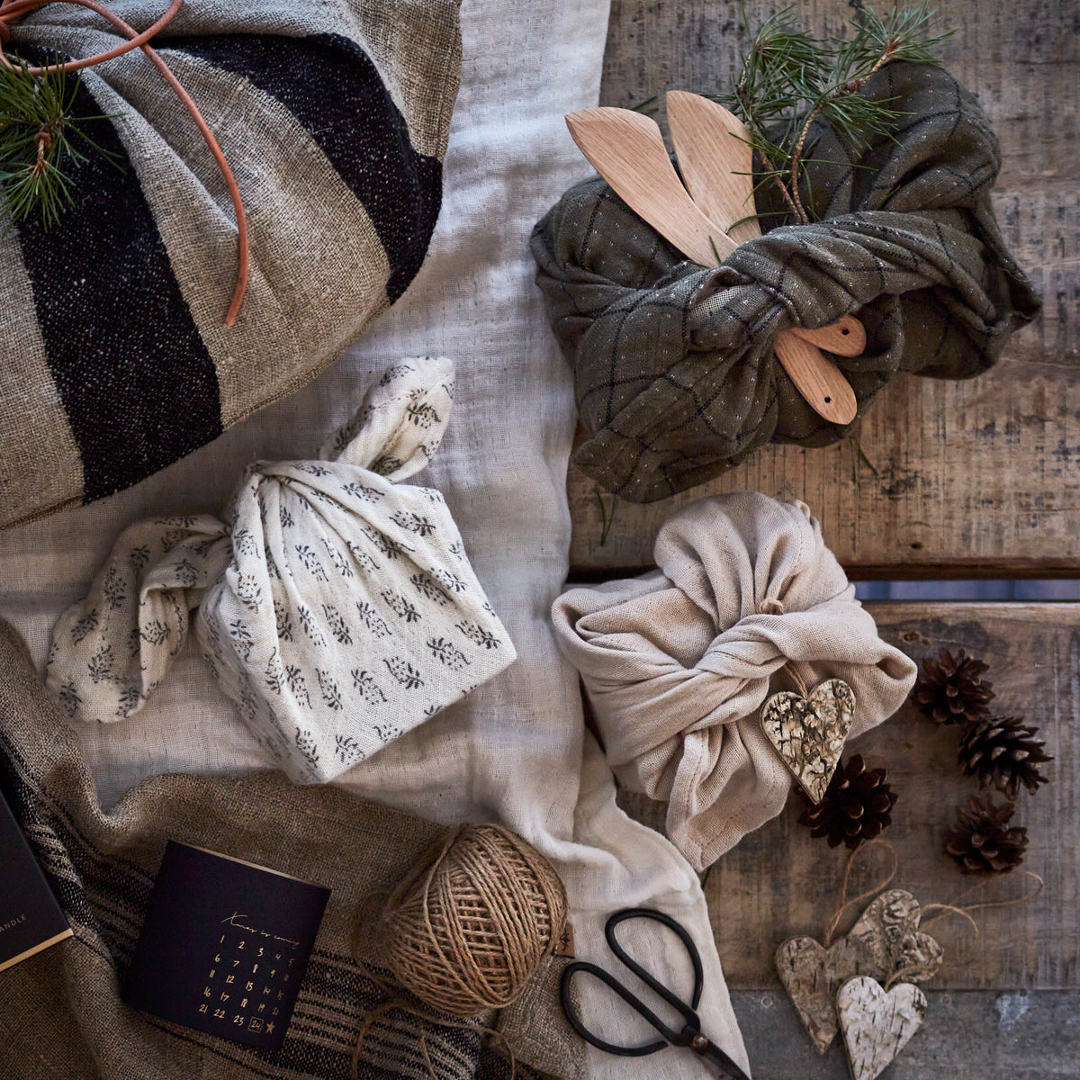 Elsa Cotton Napkin - Olive/Black by AFFARI OF SWEDEN (affari-of-sweden-elsa-napkin-olive-green-black)