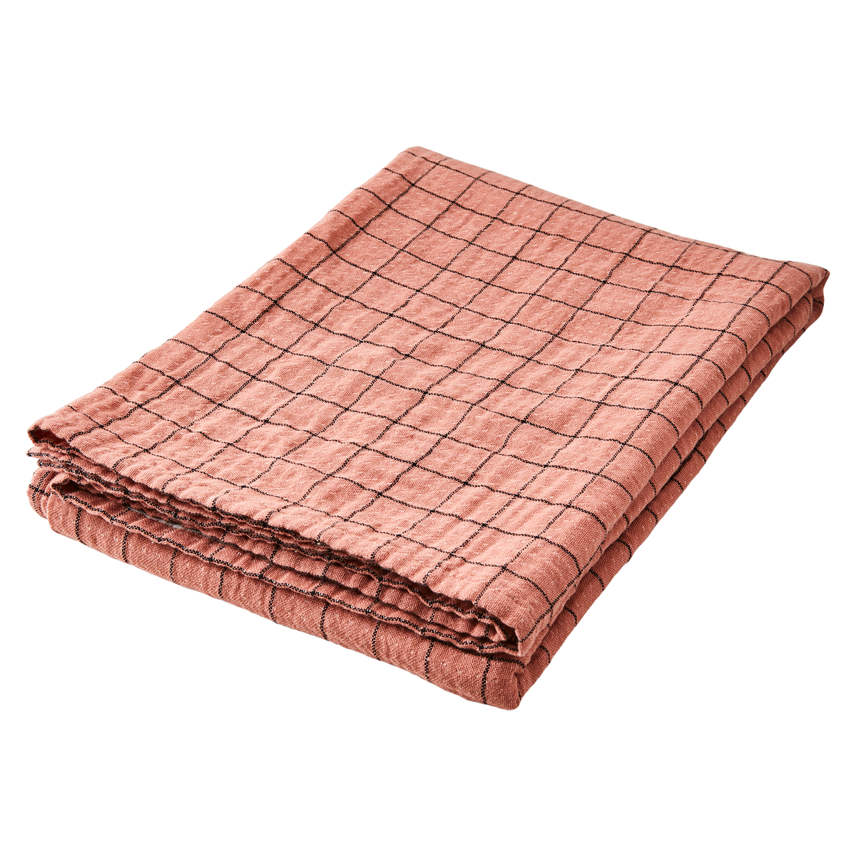 Elsa Cotton Tablecloth - Coral/Black by AFFARI OF SWEDEN (affari-of-sweden-elsa-tablecloth-coral-black)