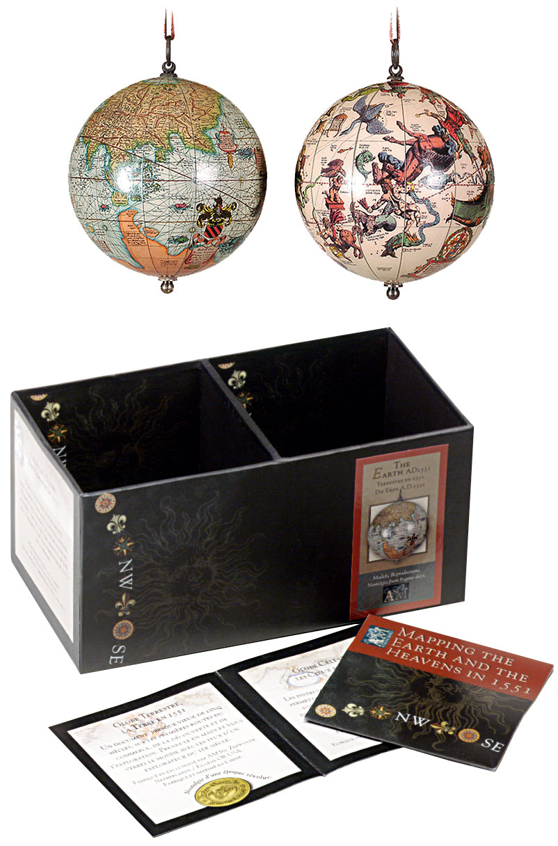 The Earth & The Heavens, 2 Piece Hanging Globe Set by AUTHENTIC MODELS (trianon-globe-6)