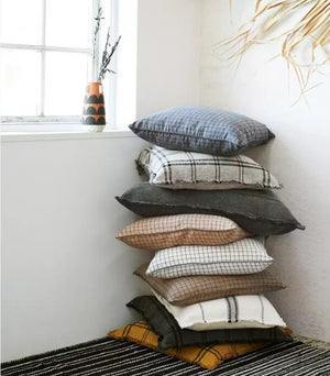 Striped Cushion Cover  - Dark Grey/Black