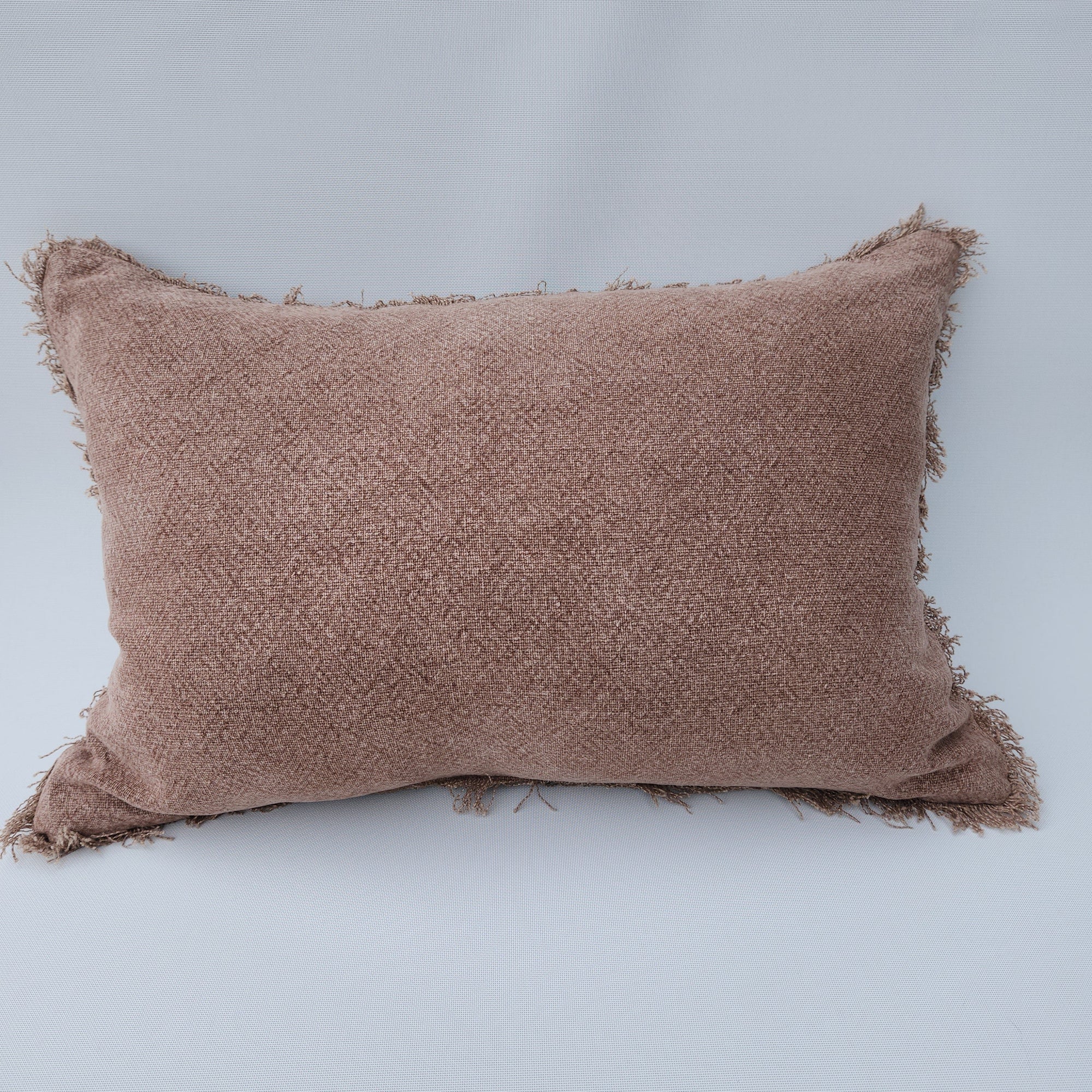 Matera Stonewashed Linen Lumbar Cushion | Clay