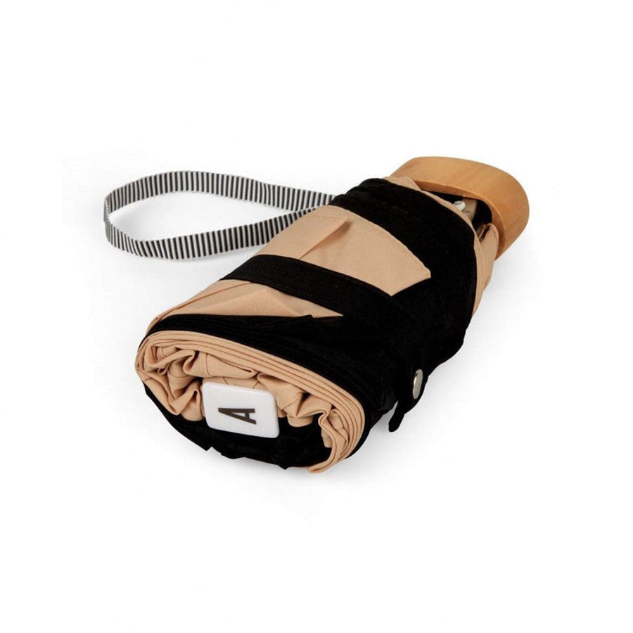Micro Umbrella Bi Colour | Alice/Beige-Black by ANATOLE (anatole-bicolour-micro-umbrella-alice-beige-black)
