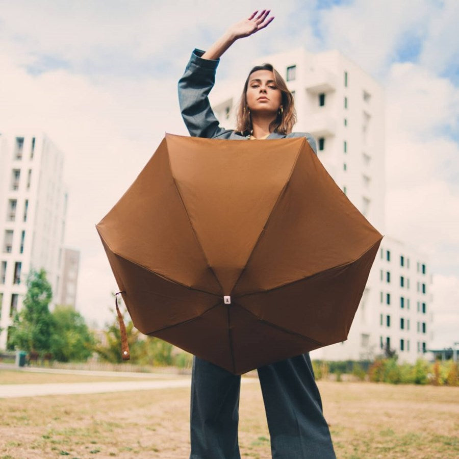 Micro Umbrella | Augustine/Caramel by ANATOLE (anatole-caramel-brown-folding-micro-umbrella-augustine)