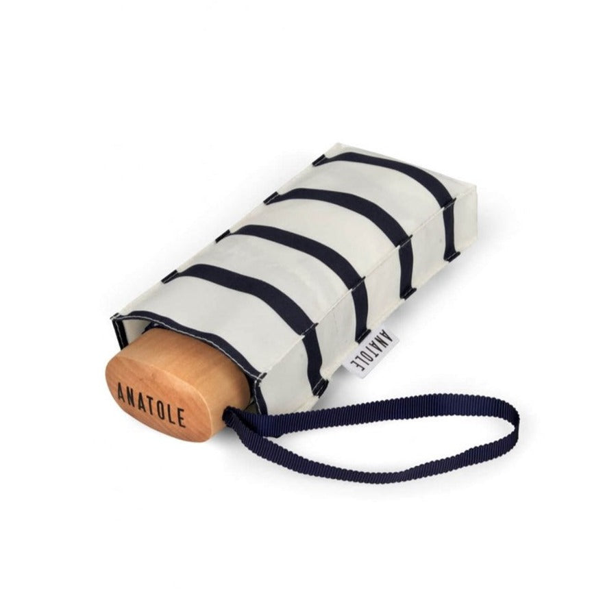 Micro Umbrella Marinières | Henri/Ivory-Navy by ANATOLE (anatole-striped-micro-umbrella-navy-stripes-henri)
