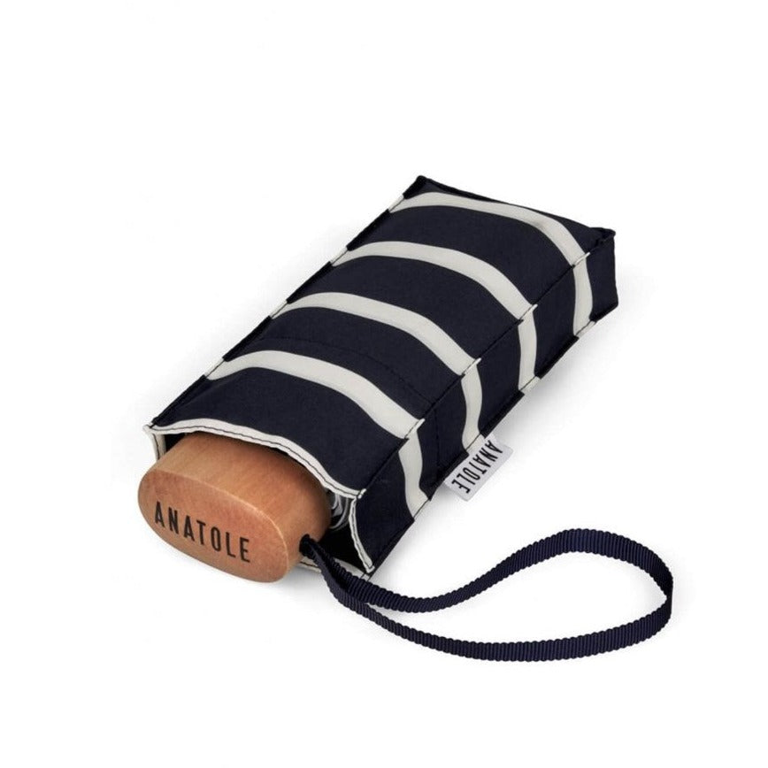 Micro Umbrella Marinières | Pablo/Navy-Ivory by ANATOLE (anatole-striped-navy-micro-umbrella-white-stripes-pablo)