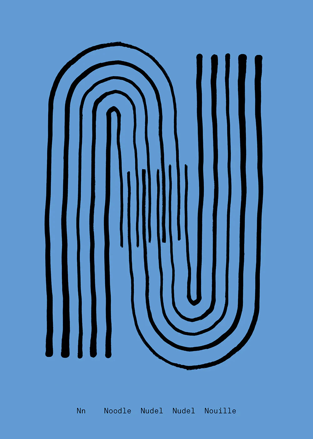 Alphabet Spaghetti by ATWTP - N Print by PAPER COLLECTIVE (paper-collective-alphabet-poster-print-n-print)