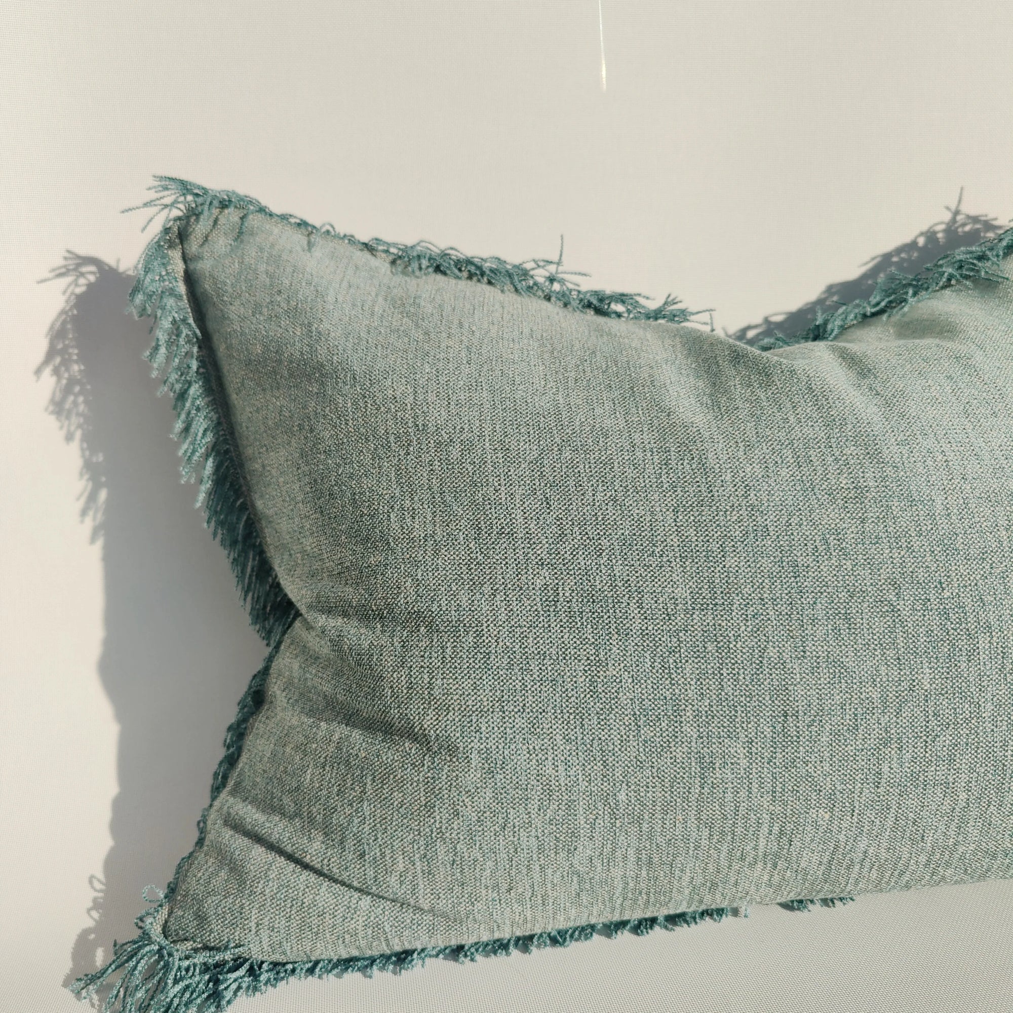 Namora Chenille Linen Lumbar Cushion | Turquoise Lake