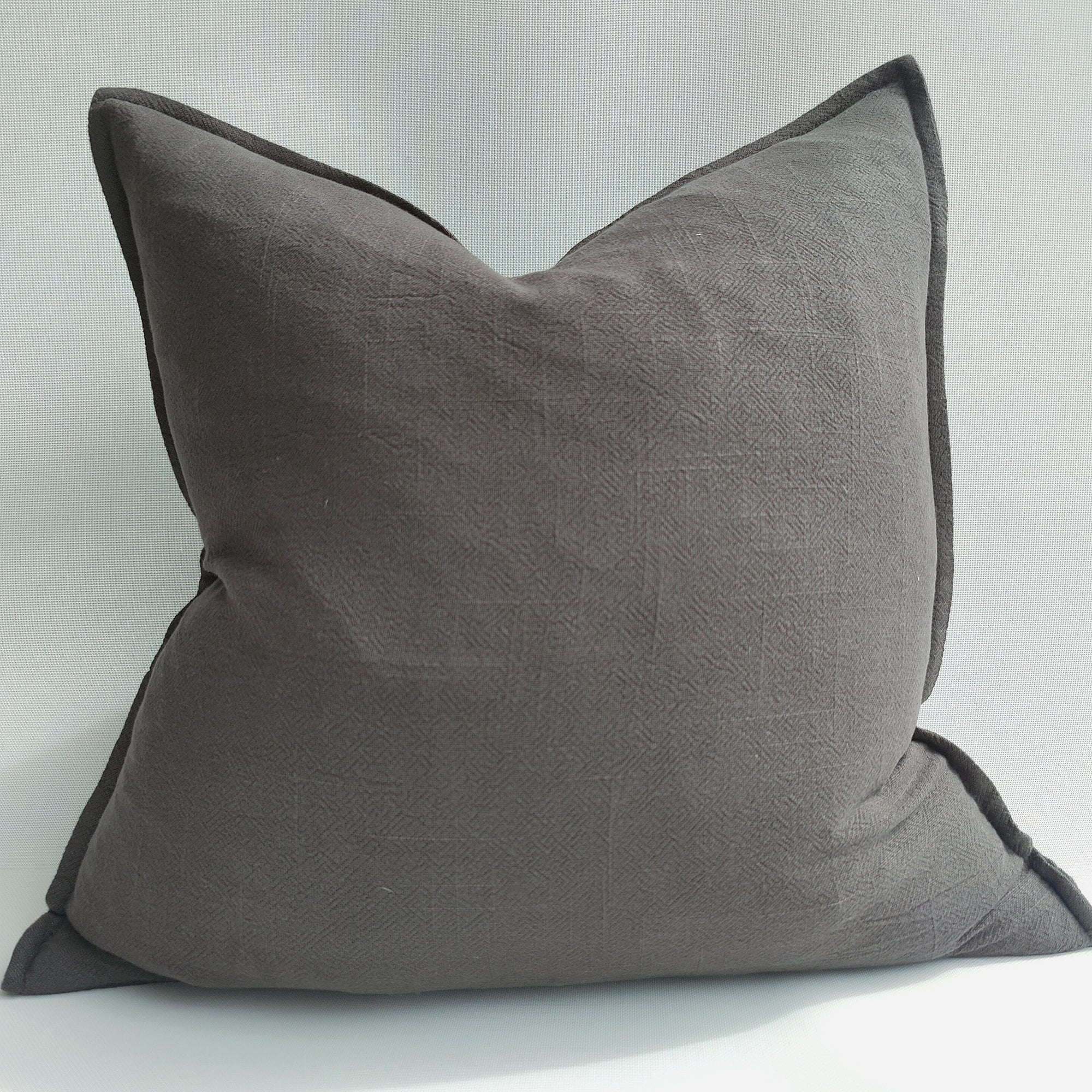 Oban Herringbone Linen Cushion 55cm | Wood Charcoal